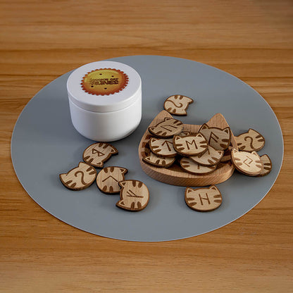 Cookie Cat Bamboo Elder Futhark Rune Set (25-Piece, Custom)