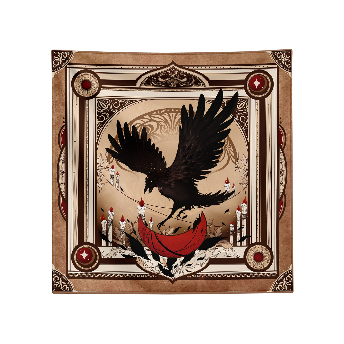 Shadow Night Raven Tarot Cloth (Brown)