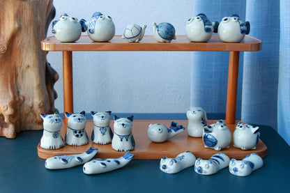 Hand-Pinched Blue & White Ceramic Animal Figurines by BAOZAO