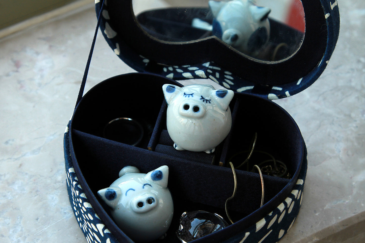 Hand-Pinched Blue & White Ceramic Animal Figurines by BAOZAO