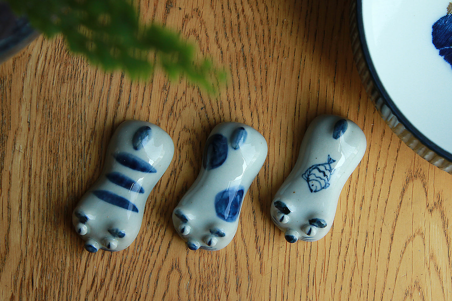 Hand-Pinched Blue & White Ceramic Animal Figurines by BAOZAO