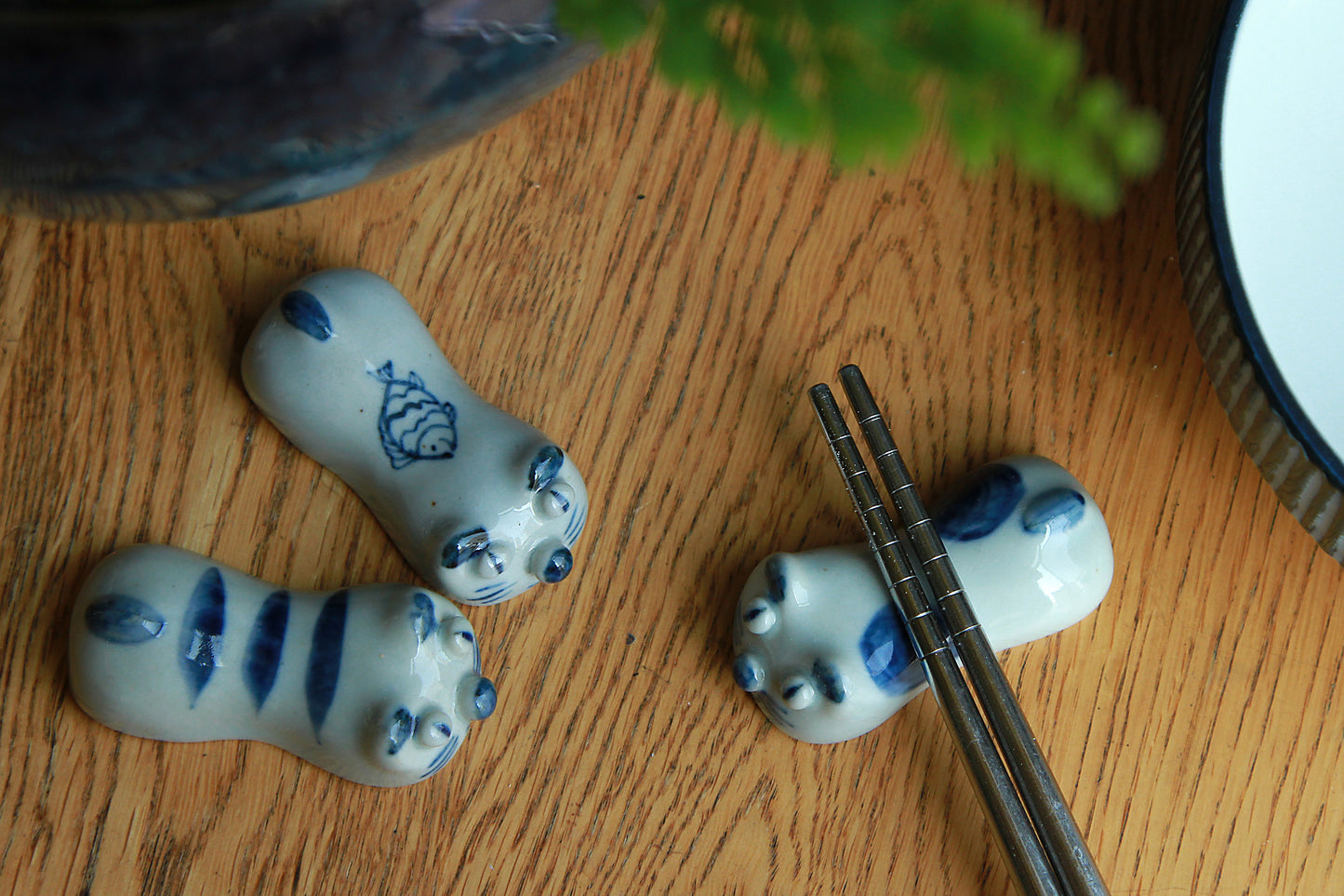 Hand-Pinched Blue & White Ceramic Animal Figurines by BAOZAO