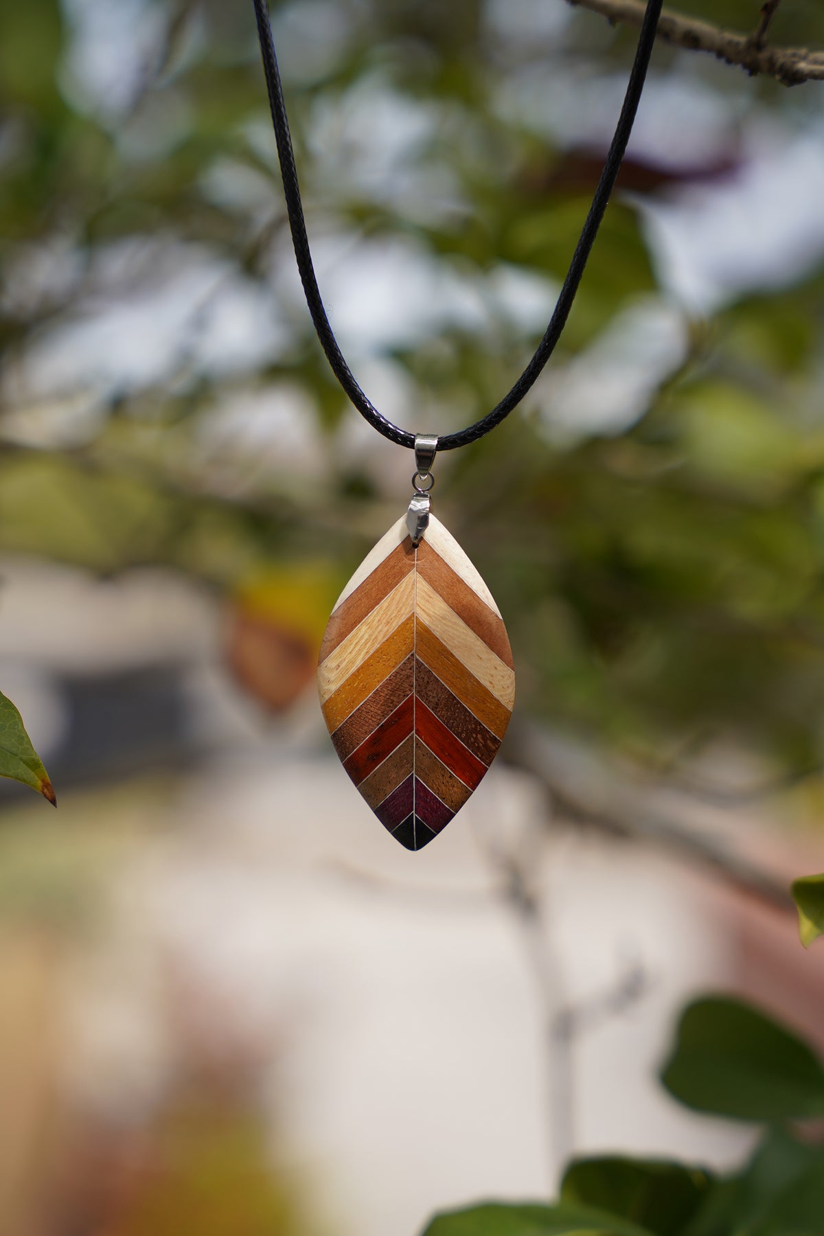 Leaf Shaped Wooden Necklaces & Earrings by LEYIN