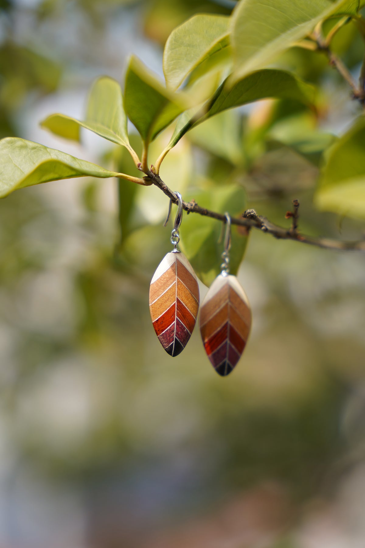 Leaf Shaped Wooden Necklaces & Earrings by LEYIN