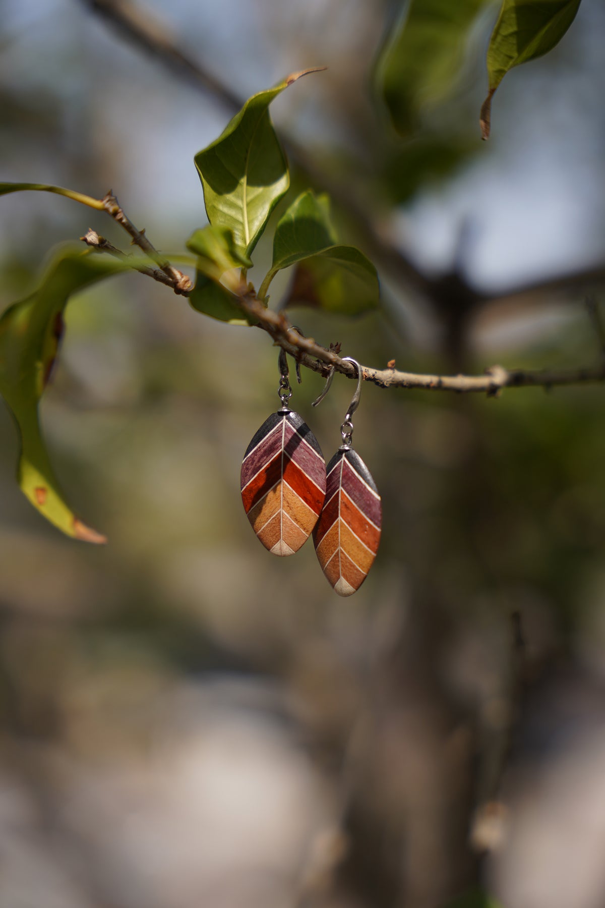 Leaf Shaped Wooden Necklaces & Earrings by LEYIN