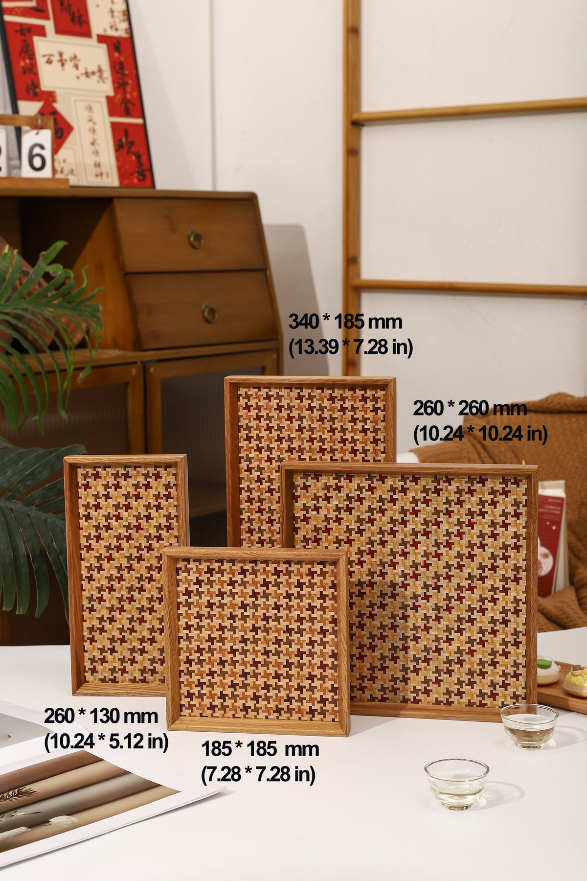 Marquetry Wooden Serving Tray by LEYIN