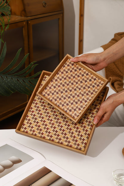 Marquetry Wooden Serving Tray by LEYIN