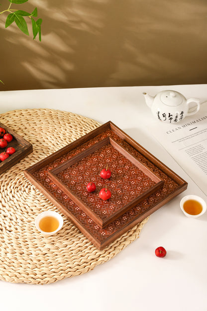 Marquetry Wooden Serving Tray by LEYIN