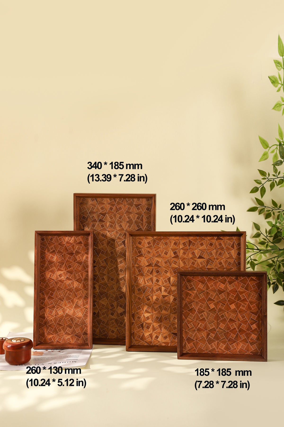 Marquetry Wooden Serving Tray by LEYIN