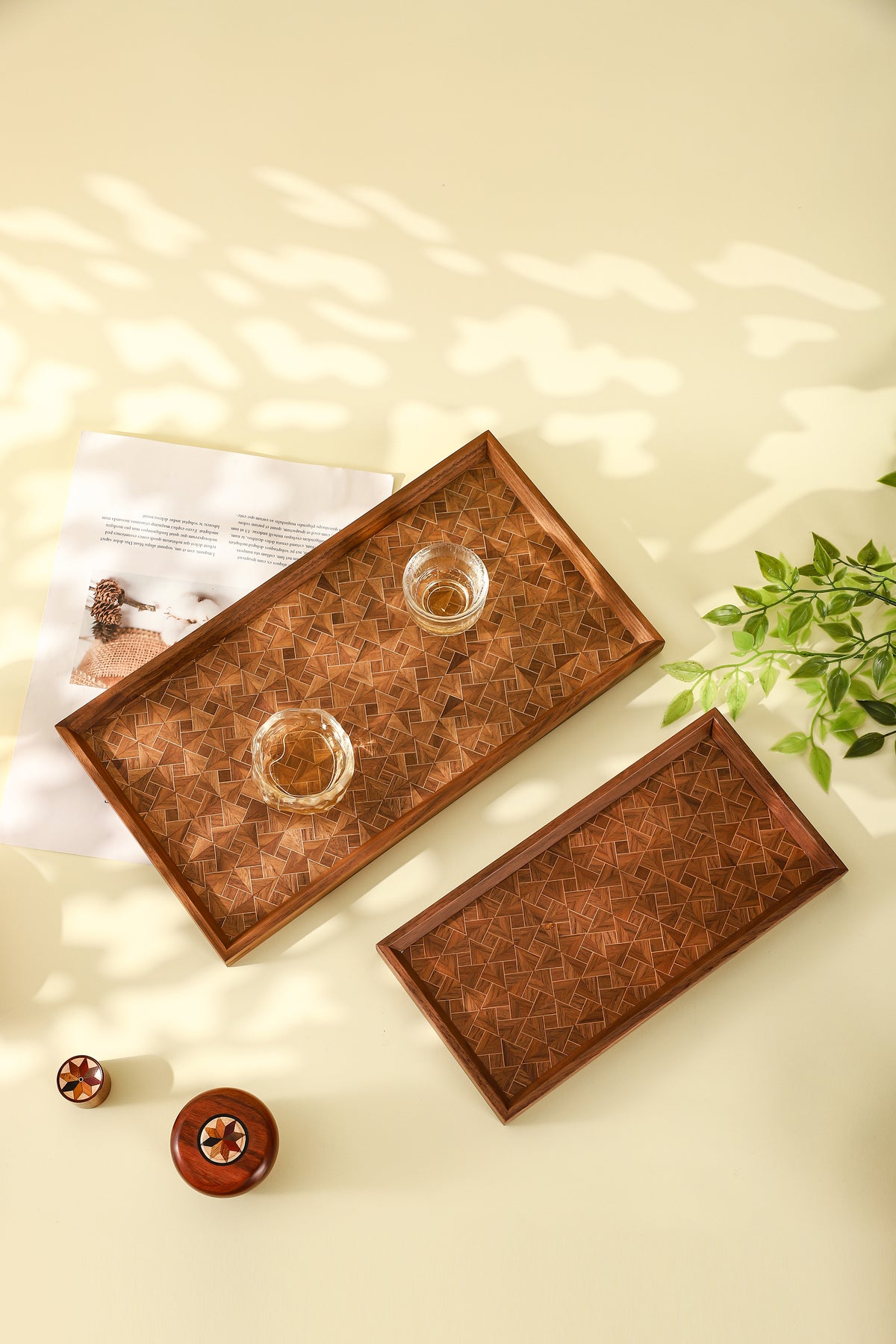 Marquetry Wooden Serving Tray by LEYIN