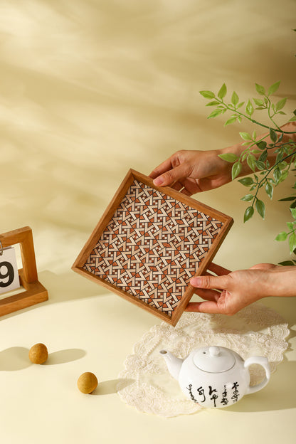 Marquetry Wooden Serving Tray by LEYIN
