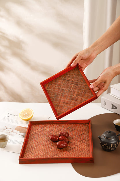 Marquetry Wooden Serving Tray by LEYIN