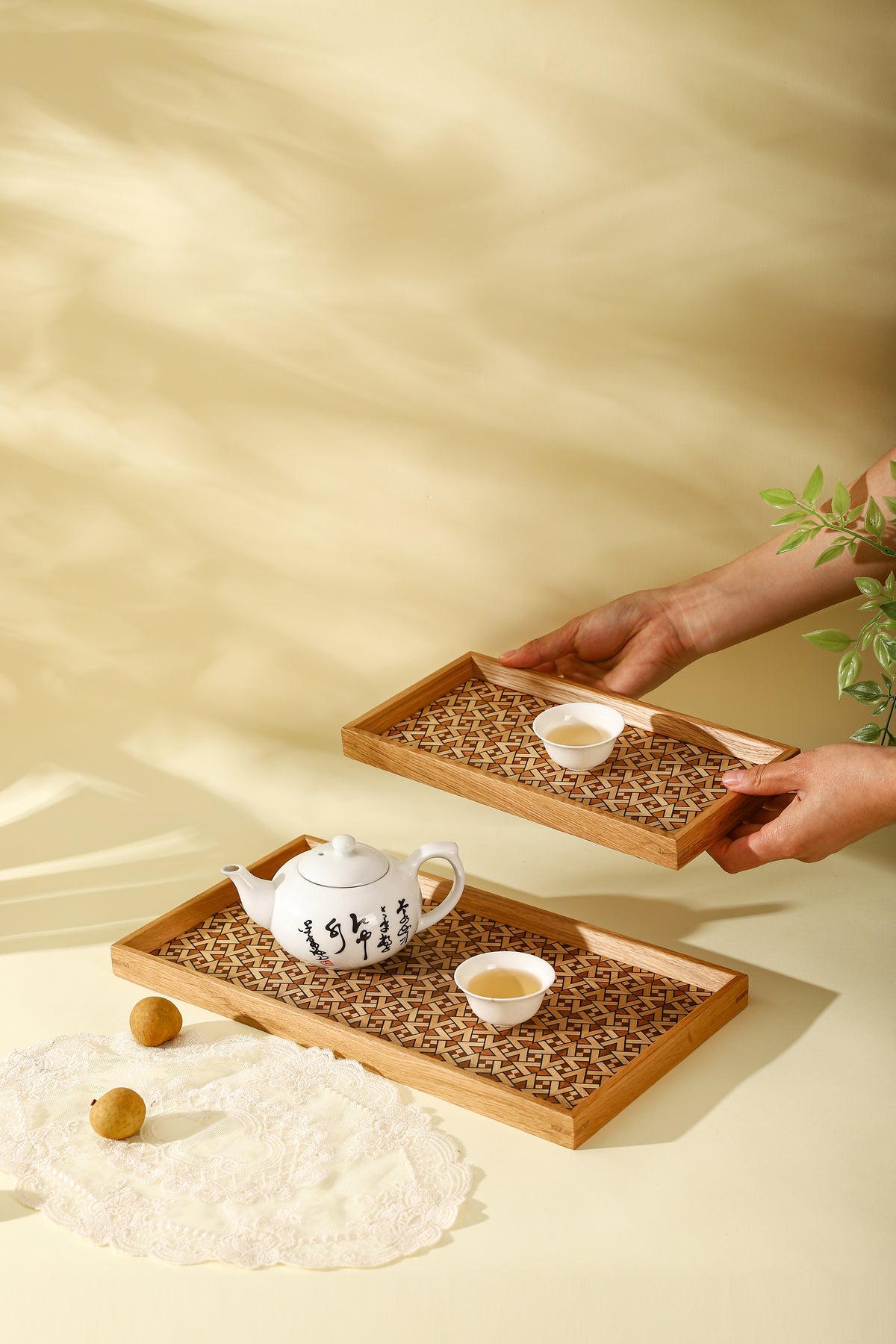 Marquetry Wooden Serving Tray by LEYIN