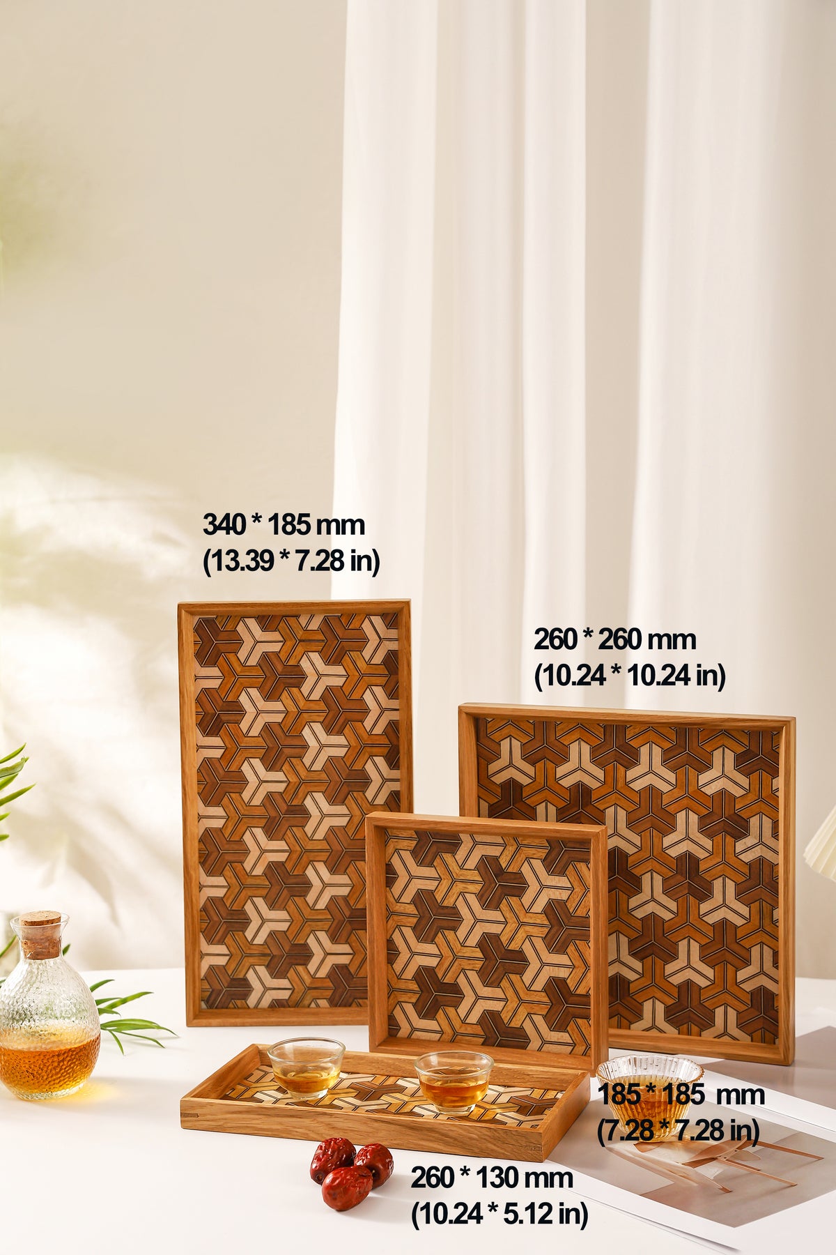 Marquetry Wooden Serving Tray by LEYIN