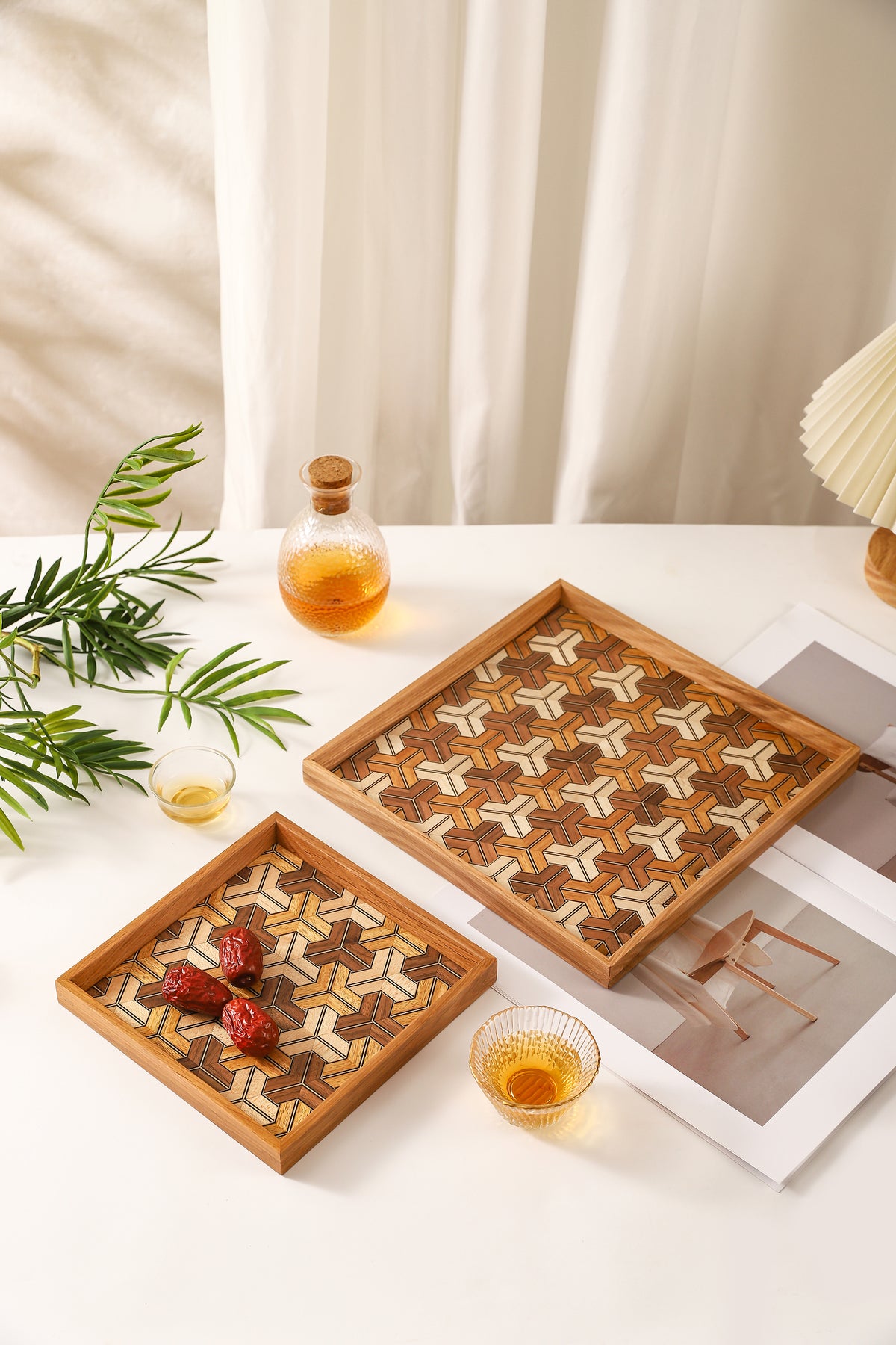 Marquetry Wooden Serving Tray by LEYIN