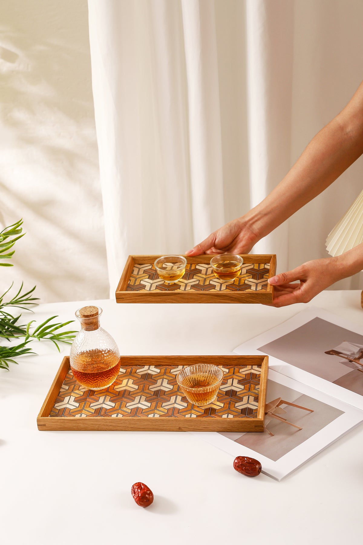 Marquetry Wooden Serving Tray by LEYIN