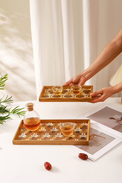 Marquetry Wooden Serving Tray by LEYIN