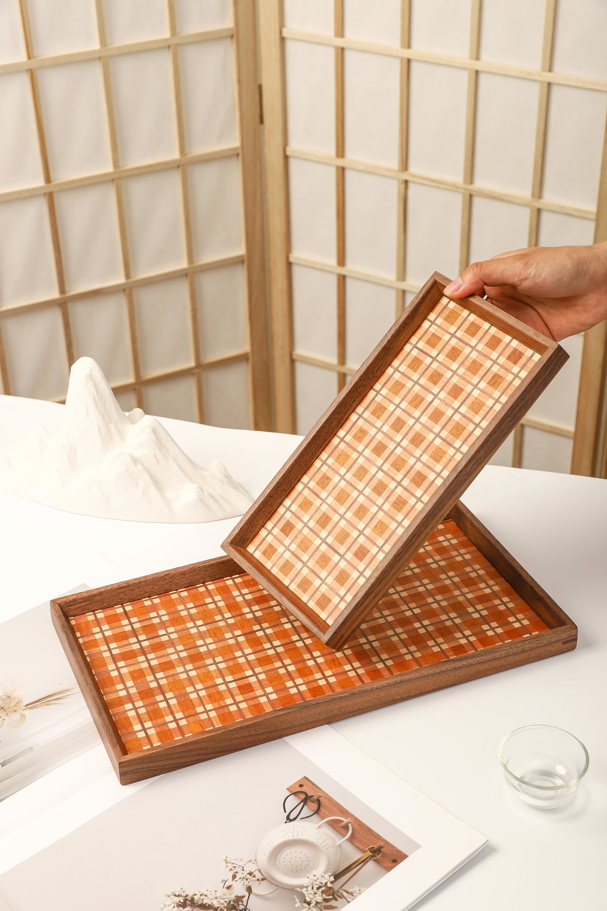 Marquetry Wooden Serving Tray by LEYIN