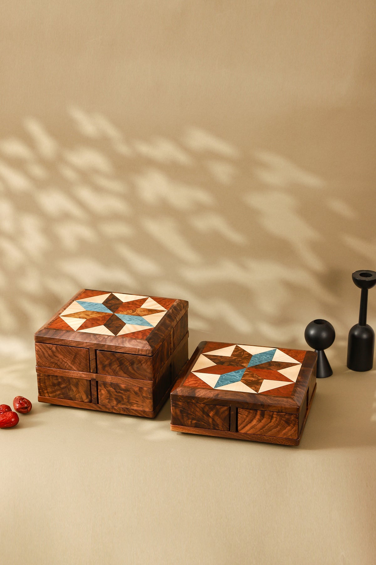 Rotating Multi-Drawer Wooden Jewelry Box by LEYIN