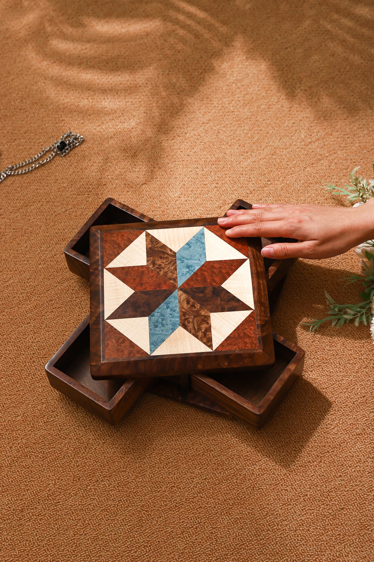 Rotating Multi-Drawer Wooden Jewelry Box by LEYIN