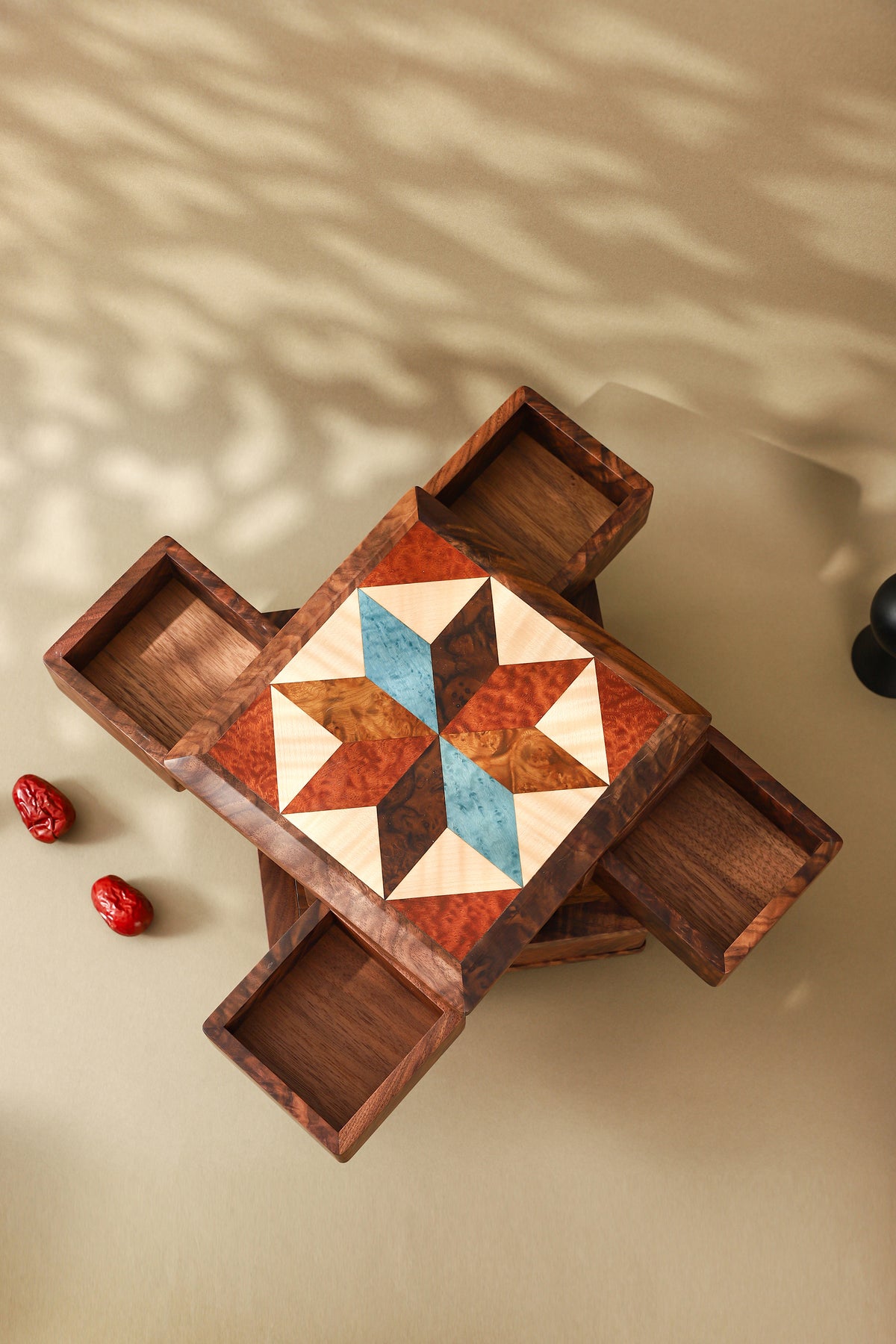 Rotating Multi-Drawer Wooden Jewelry Box by LEYIN