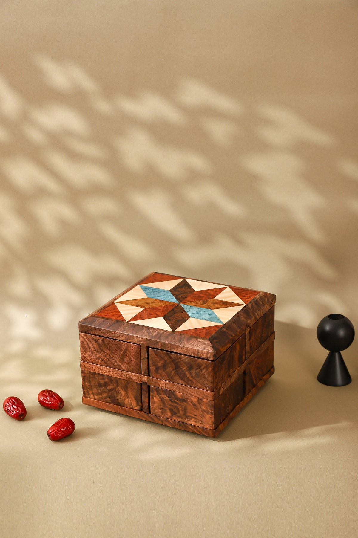 Rotating Multi-Drawer Wooden Jewelry Box by LEYIN