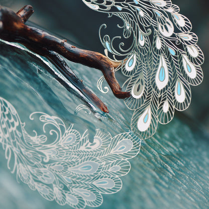 Auspicious Animal Metal Bookmarks (Peacock)