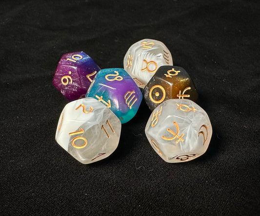Meteodice Galaxy-Themed D12 Astrology Dice