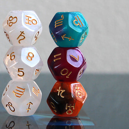 Meteodice Galaxy-Themed D12 Astrology Dice